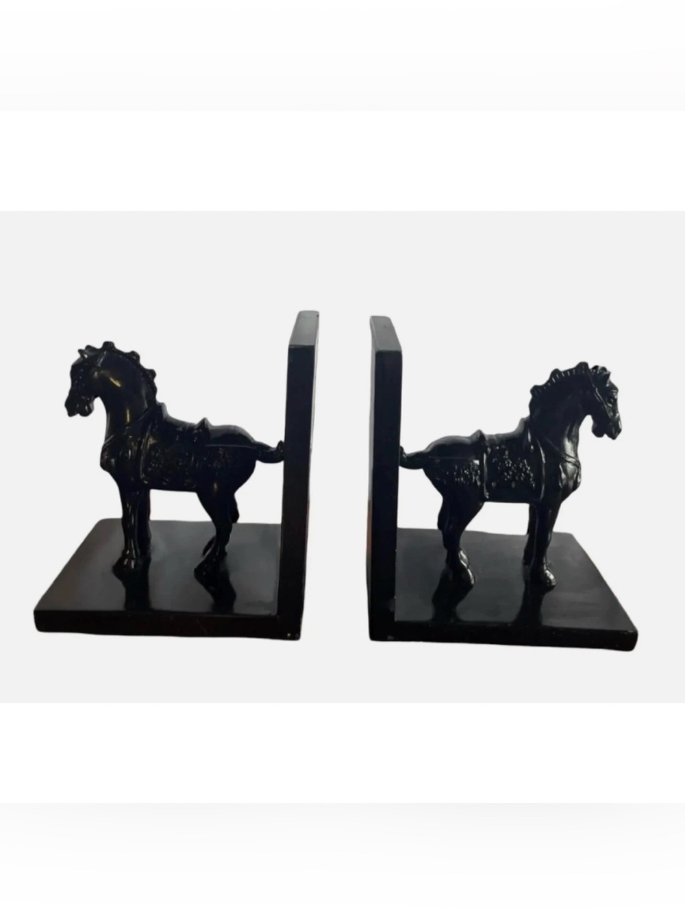 Vintage Black Horse Bookends — Decorative Shelf Support - Picture 6 of 8